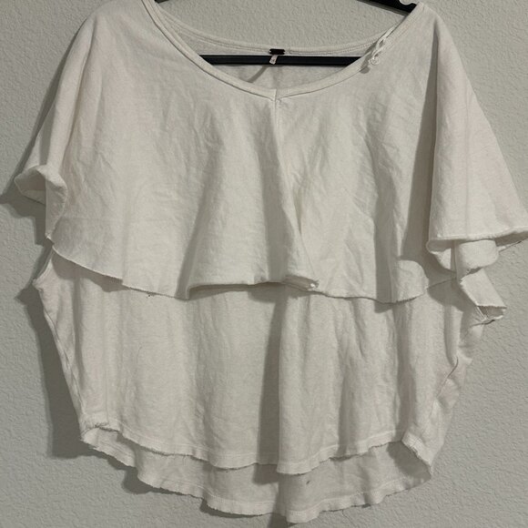 Free Peope White Tiered Cotton Top sz S - Picture 1 of 4